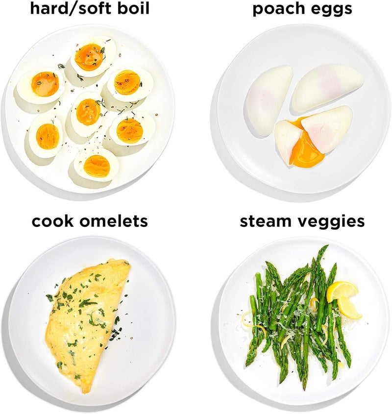 Chefman Electric Egg Cooker Boiler, Rapid Poacher, Food & Vegetable Steamer, Quickly Makes Up To 6, Hard, Medium or Soft Boiled, Poaching/Omelet Tray Included, Ready Signal, BPA-Free, Midnight Blue - Image 3